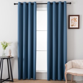Pickluc Grommet Blackout Curtains 84 Inches Long 2 Panels, Light Blocking Window Drapes for Living Room, Thermal Insulated, Noise Reduction, Stone Blue, 52" Wide x 84" Length