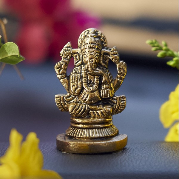 Esplanade Brass Ganesha Idol for Car Dashboard God - 2
