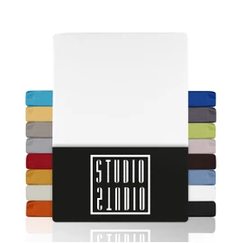 Studio Basic Fitted Sheet 160 x 200 cm, 100% Combed Cotton, Oeko-Tex 100, Brand Quality, Flat Sheet 160 x 200 cm for All Standard Mattresses up to 25 cm Height, White