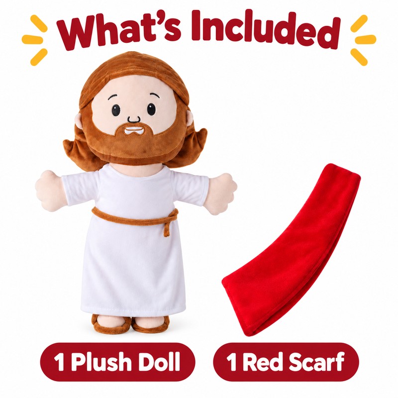Cartoon Jesus Plush Doll Pillow – Soft Stuffed Character Toy