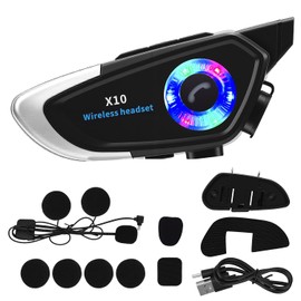 Intercomunicador para Casco de Moto con MicróFono, Auricular Bluetooth 5.4, Resistencia al agua IP56, Equipado con la última tecnología Bluetooth V5.0 + EDR, Conecta 2 dispositivos, asistente IA