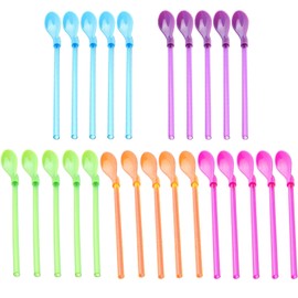 25Pieces Slushie Straws Slush Straws Hiccup Straw Milkshake Straws，All-in-one Straw Stirring Spoon,Slushy Straws,Detachable for Smoothie, Milkshake, Coffee and Hot Drink
