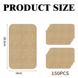 Pack of 150 Airfryer Baking Paper, Hot Air Fryer, Air Fryer, Rectangular, 20.5 x 14 cm Airfryer, Paper, Deep Fryer, Paper Inserts, for Ninja Food Dual Air Fryer, Dual Zone Air Fryer Accessories