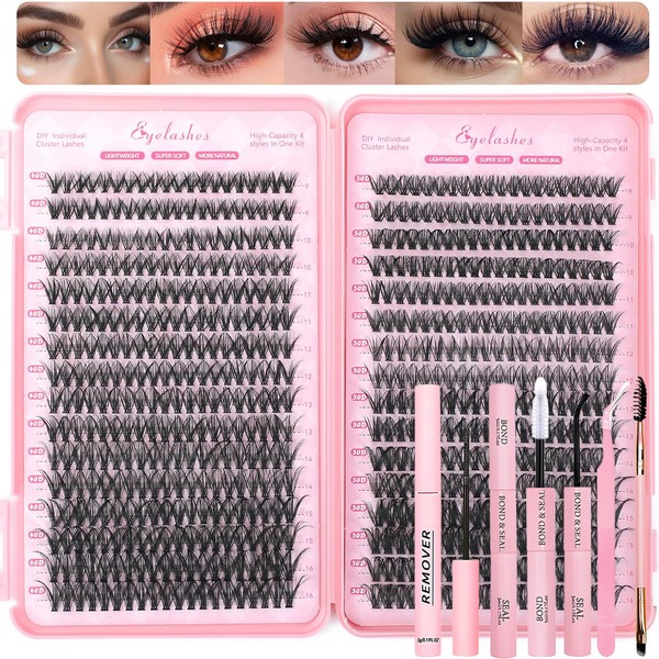 Lash Clusters Kit, 640 Pcs Eyelashes Clusters Extensions Kit 9-16mm