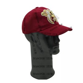 Shriner Masonic Maroon Handmade Cap –Gold Tassel, Embroidered Jewel & Adjustable