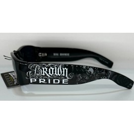 Dyse Locs Rectangular Lowrider Biker Flat Top Large Frame Brown Pride Sunglasses - none