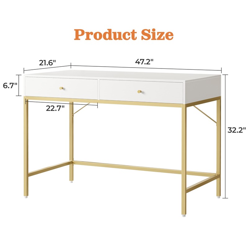 SUPERJARE Vanity Desk with Drawers, 47 inch Computer Desk, Modern
