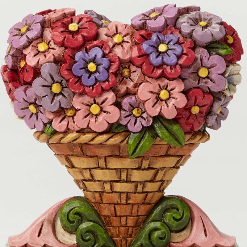 Jim Shore Heartwood Creek Mini Flower Heart Bouquet Stone Resin