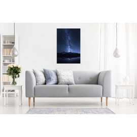 Panther Print Fine Art Prints Dark Night Sky Falling Stars Artistic Framed Canvas Print, Pictures for Home Walls, Bedroom, Living Room & Bathroom Decor 76x51cm (30x20in)