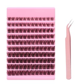 120 PCS Eye Lashes D Curl Lashes Individual Cluster Fluffy Soft Lash Extensions 8-16mm Mixed DIY Curl False Lashes with Tweezer for Self Application