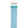 Powder Blue Striped Paper Straws, (10 Count) - Eye-Catching &