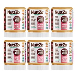 NuttZo NuttZo Organic Power Fuel Smooth 7 Nuts & Seeds Butter Spread | Paleo and Keto Friendly | Peanut & Gluten Free, Vegan, and Kosher, no added sugar or oil | 12 oz Jar, 6 Pack