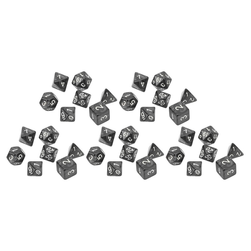 35Pcs Plastic Dice Kit Pearl Pattern White Numbers Polyhedral Dices