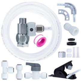 YUHX Refrigerator Water Line Kit Connection and 1/4 Compression Ice Maker Installa...