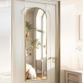 Full Length Mirror Door Hanging, Door Mirror, Over The Door Mirror Full Length, 48"x14" Bathroom Door Mirror, Long Mirror for Bedroom Living Room Locker Room (Black) - Color: Gold