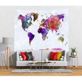Loccor 5x4ft Fabric Vintage World Map Tapestry Ancient World Map Wall Hanging Medieval Treasure Map Backdrop for Adults Guys Classroom Office Bedroom Living Room College Dorm Decor Home Wall Art