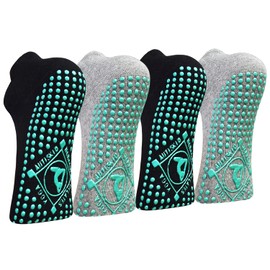 HYCLES 4 Pairs Non Slip Yoga Socks with Grip -Pilates Socks for Men and Women Anti Slip Grippy Socks for Yoga, Pilates, Barre, Home, Hospital UK 7-10