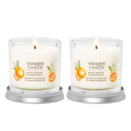 Yankee Candle White Spruce & Grapefruit Scented, Signature 4.3oz Small Tumbler Single Wick Candles, Premium Soy Wax Blend, Long Lasting Burning Christmas Holiday Candle, Scented Candles PACK OF 2