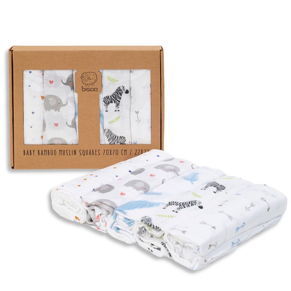bisoo Extra Soft Bamboo - Muslin Cloths Baby - Newborn