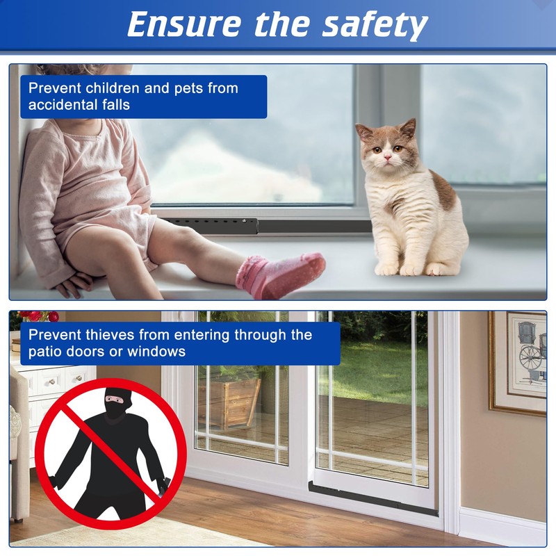 Wintcomfort Adjustable Window Security Bar, Heavy Duty Sliding Window Security