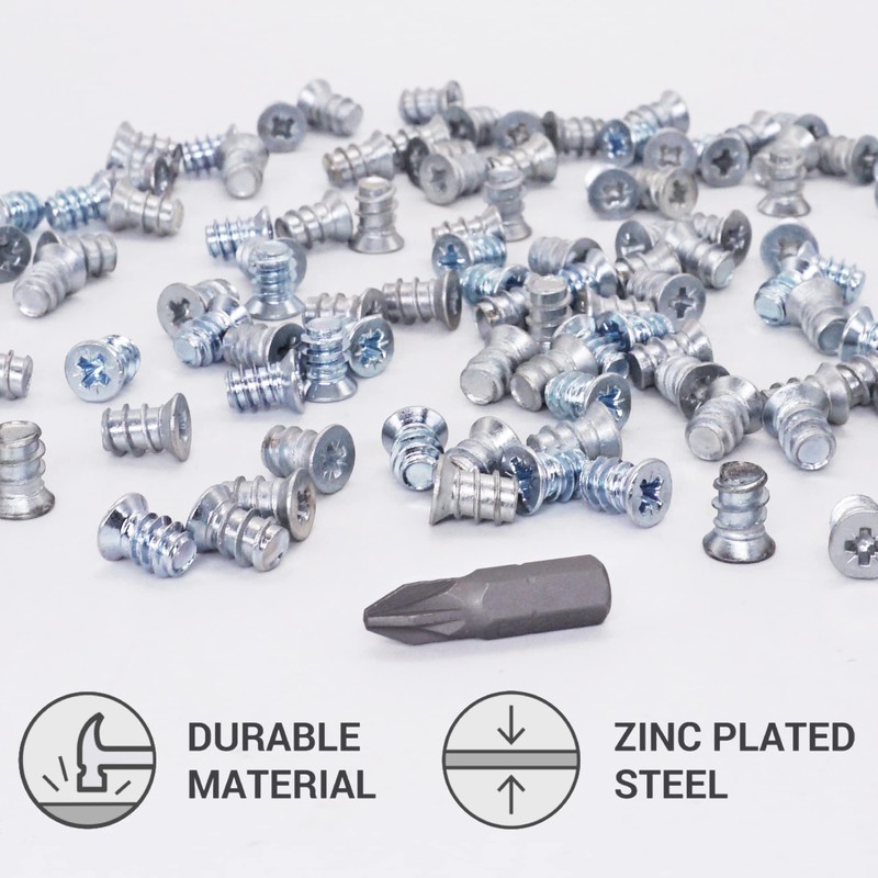 SKIR'CO (Pack of 100) Zinc Plated Euro Screws 6.2 x