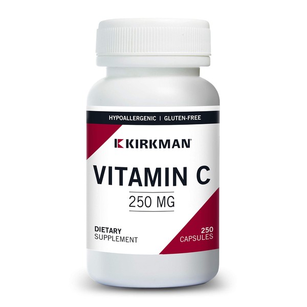 Kirkman Vitamin C 250 mg - Hypoallergenic || 250 Vegetarian Capsules || Capsules are Plant Based || Supports Immune System