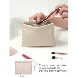 Ksriylm 2 Black White Woven Texture PU Leather Makeup Pouches for Women Small Make Up Bags for Purse Self-Closing Waterproof Initial Makeup Cosmetic Bags for Purse Aesthetic Travel Toiletry Bags