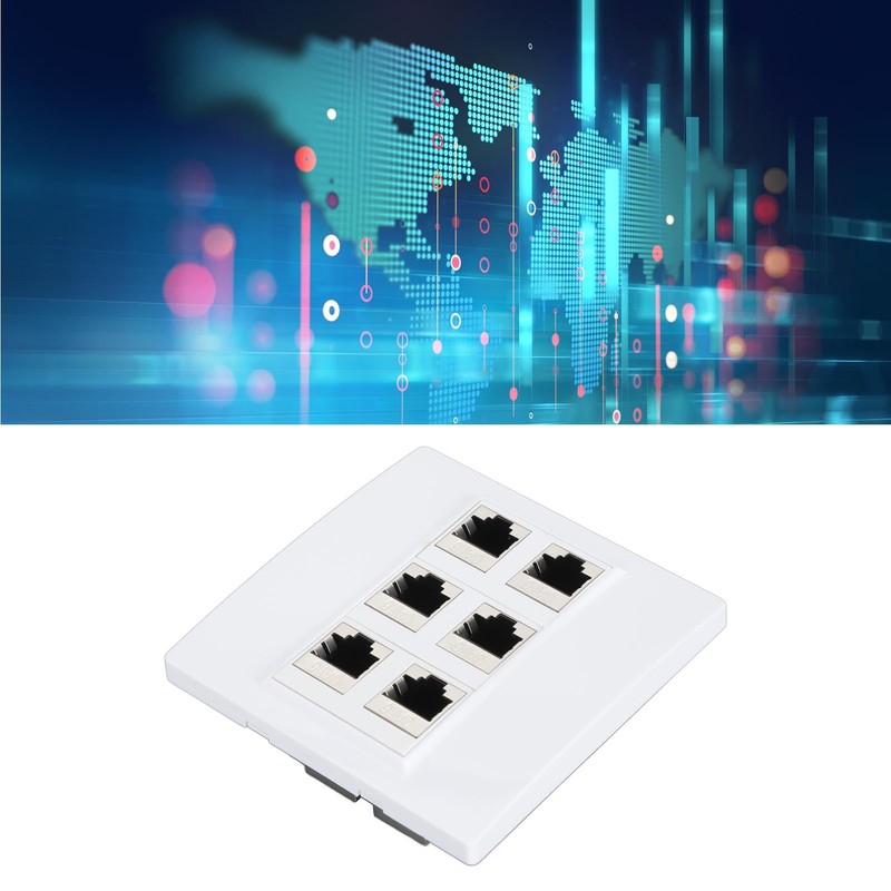 Ethernet Wall Plate 6 Port, Cat 6 Ethernet Wall Outlet
