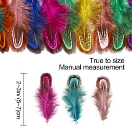 THARAHT Pheasant Plumage Feathers 120pcs Natural 2-3 Inches for Thanksgiving Crafts Hats Sewing Clothing Wedding Dream Catcher Decoration Feathers,Multicolored