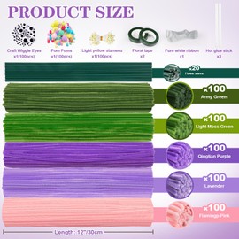 ESAN 500 Pipe Cleaners Craft Chenille Stems DIY Kits, Craft Projects Creative Gift Party Desktop Decoration，Gift Box Packaging with pom poms, Adhesive Tape, Stamens, Shaking Eyes