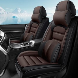 Cscevt 2 Seat Covers for Car Fit for Dodge Charger 2006-2023 Leather Seat Covers Breathable Waterproof Seat Protectors (Black-Coffee,Deluxe) Automotive Seat Covers with Airbag