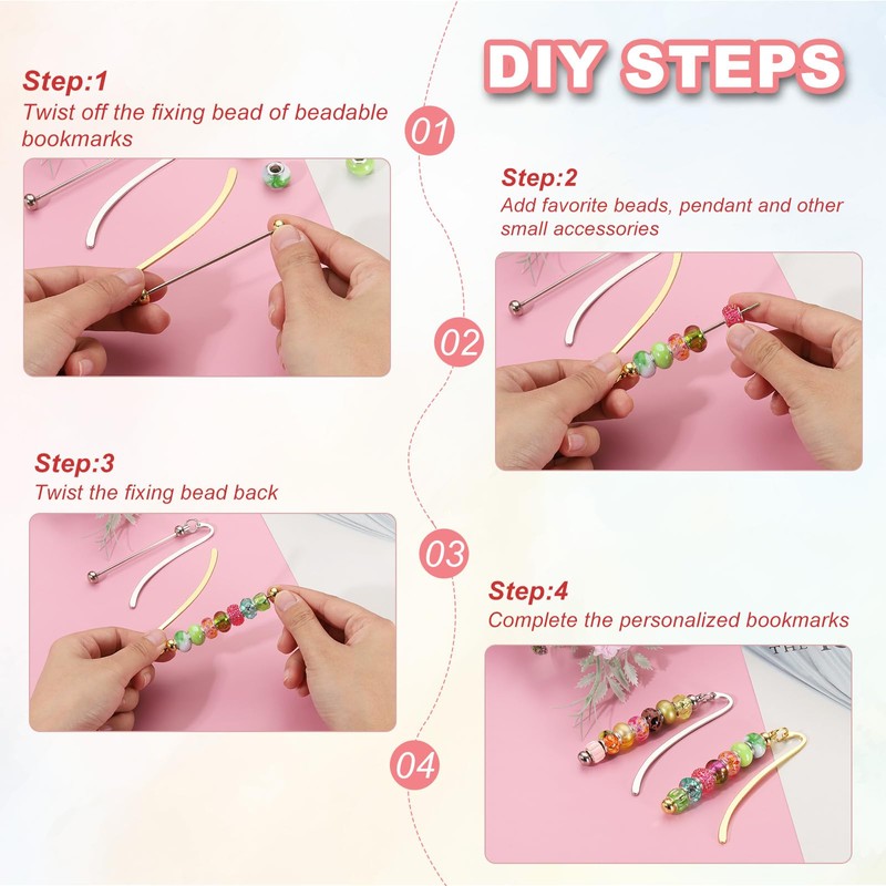 PATIKIL Beadable Bookmarks, 20 Pcs Beaded Bookmark DIY Metal Blank