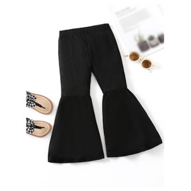 SOLY HUX Toddler Girl's Elastic High Waist Bell Bottom Pants Flared Leg Casual Trousers Black 6Y