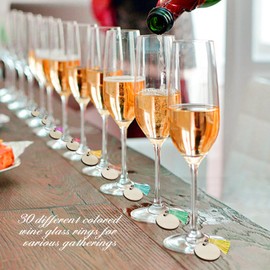 Wine Glass Charms, 30 Pieces Wood Wine Charms for Stem Glasses Wine Glass Identifier Charms with pen Funny Wine Glass Tags for Christmas Thanksgiving Wedding Birthday Wine Tasting Party Favors