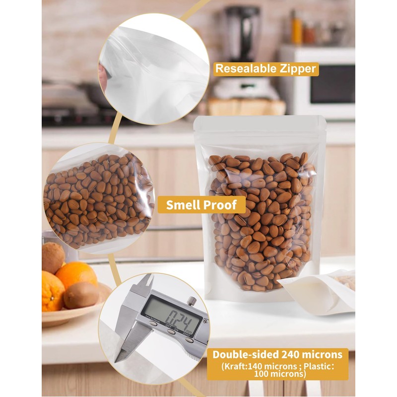 FireKylin 100 PCS Stand Up Pouches,3.9" x 5.9" Paper Bags