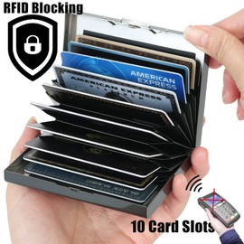 BONSYL® Metal Money Clips, Credit Card Holder Wallet with RFID Blocking, Cash and Credit Card Wallets, Slim Stainless Steel Wallet with Money Clip for Men and Women, ③ 10 cards/black, Modern