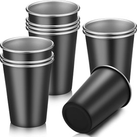 10 Packs Stainless Steel Cups Unbreakable 12 oz Metal Cup for Drinking Black Shatterproof Water Tumblers Stackable Tumbler for Birthday Party Camping Bar Travel Restaurant Outdoors Supplies