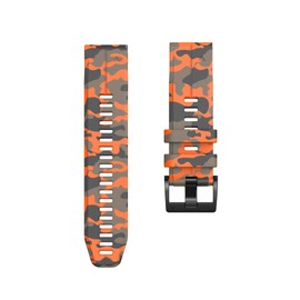 Jazoxy 22mm 26mm Men Women Camo Sports Quick Fit Watch Band，Compatible With Garmin Series Watch Replace Rubber Watch Strap (Color : Orange, Size : 26MM)