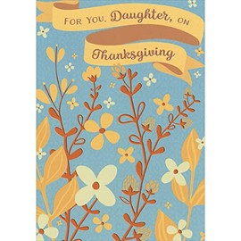 Designer Greetings Yellowish Brown Wild Flowers on Blue Background Thanksgiving Card for Daughter