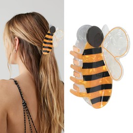 Totelux Bee Hair Clip Cute Honeybee Hair Claw Clip for Thick Thin Hair, Bumblebee Hair Jaw Clamp Nonslip Elegant Hair Grab Clips for Women Girls Spring Hair Accessories