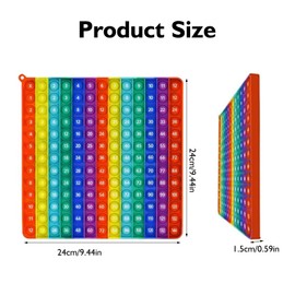 Times Table Poppet 12x12,Double Sided, Addition 12+12, Multiplication 12X12,Push Pop Bubble Sensory Fidget Toys Rainbow Fidget Toys Stress and Anxiety Relief Toys (1-12)