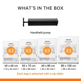 Wevac Combo Vacuum Storage Bag (3 Jumbo, 3 Large, 3 Medium, 3 Small) | Space Saver ...