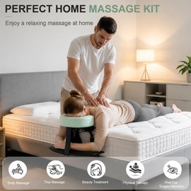 Massage Headrest for Bed with Arm Rest, Adjustable Massage Face Cradle Head Holder, Portable Bedside Home Massage Kit with Face Pillow, Fits 18" Mattress, for Home Post Eye Surgey Recovery, Green
