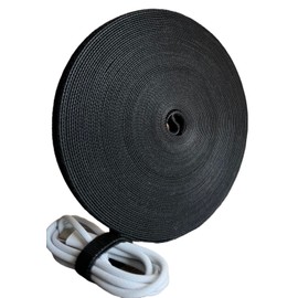 Hazarox 20 Metres Velcro Tape, Reusable Velcro Cable Ties, Free to Cut, Resealable Velcro Straps for Cable Management, Cable Organiser, Black, 10 mm Wide