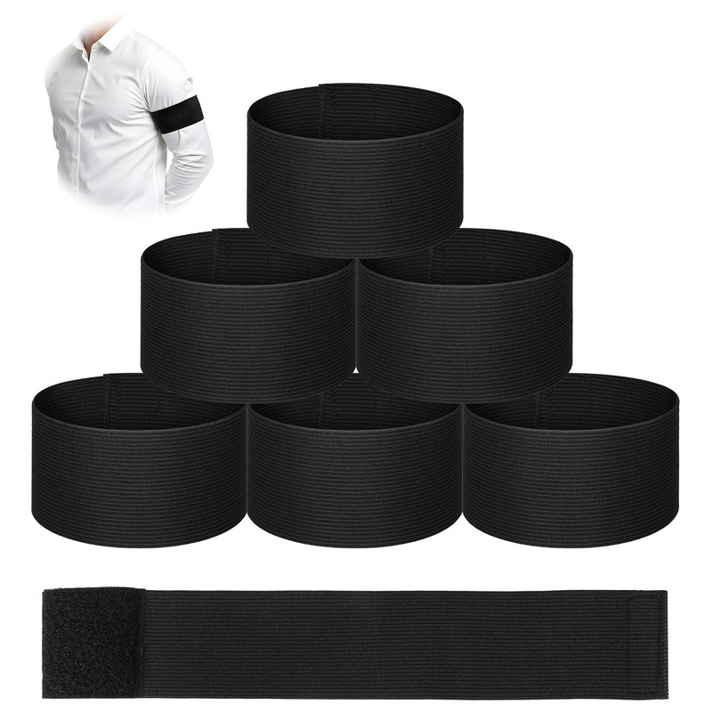 6PCS Black Arm Bands Mourning, Nylon Football Arm Bands, Adjustable