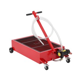 BouPower Oil Drain Pan, 25-Gallon Low Profile Electric Oil Drain Pan with 110V Pump, 8.2 Ft Hose,Wheels & T Folding Handle,Heavy-Duty Metal Oil Change Pan for Cars, Trucks, SUVs, RV