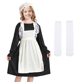 [HarnyLoom] British Maid Clothes, Children, Halloween, Cosplay, Costume, Girls, One-Piece, Long Sleeve, Cute, Lolita Cosplay Dress, Halloween, Parties, Events, Disguise, Stage Performing Clothes,