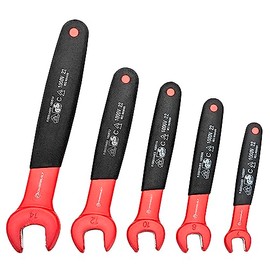 Powerbuilt 5-Piece Open End Insulated VDE Wrench Set, Rated for 1000V, Sizes 7mm-14mm, Electric and Hybrid Vehicles, Home Electrical and Car Repair - 642961