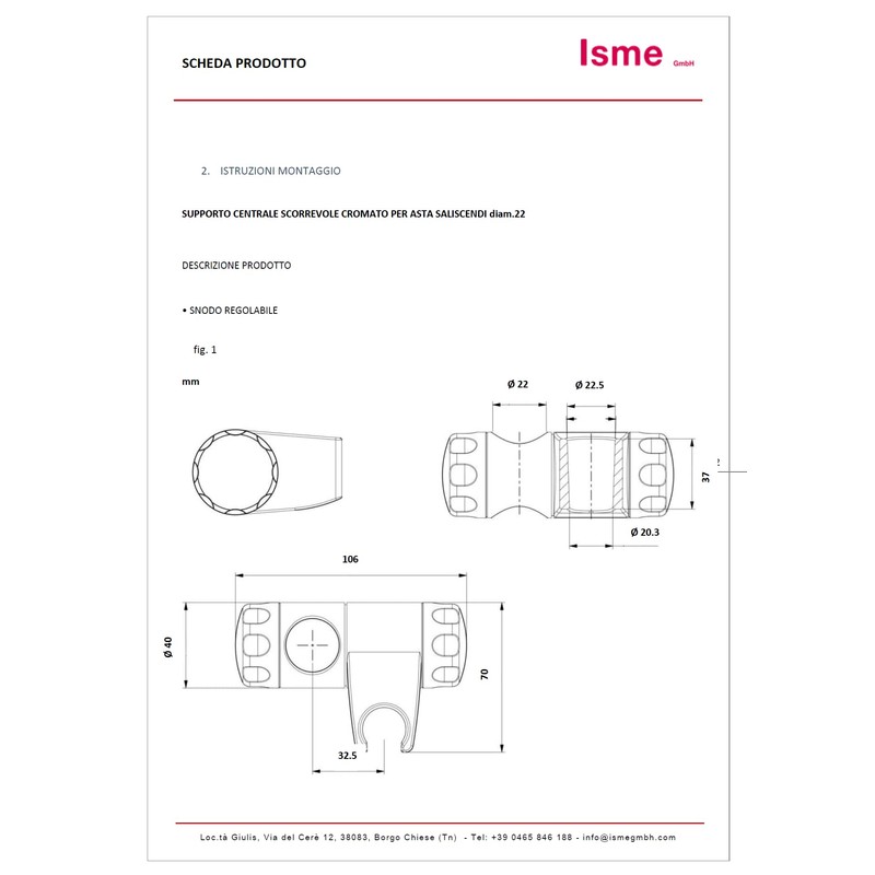 Schläfer | 8126024 - Universal Shower Holder for Wall Rail