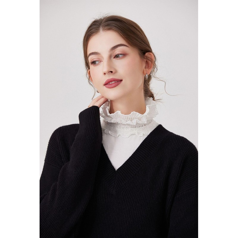 UMIYI Stand Collar, Ruffle Collar, Women's, Layered Style, Faux Color,